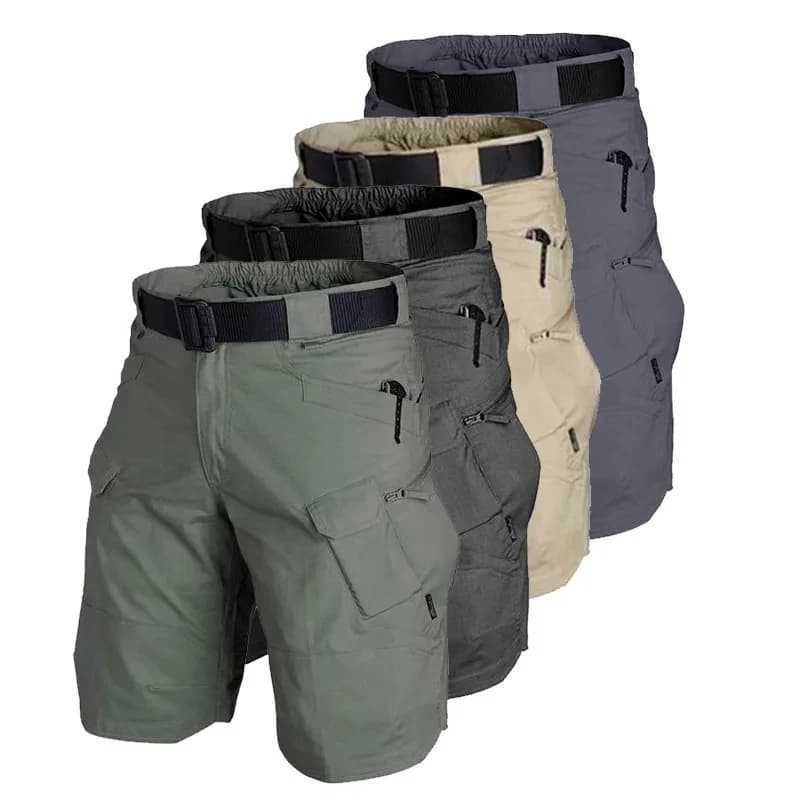 Men Multi Pocket Cargo Shorts Quick Dry Outdoor Casual Summer Shorts, Belt Not Included
