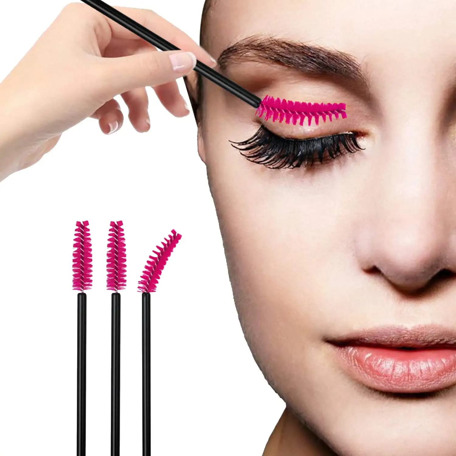 50 Brushes for Eyelashes and Eyebrows, Tools for Extension Fin Eyelashes, Mascara Applications, Spoolies, Cosmetic Eyelash Accessories