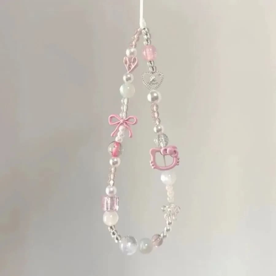 Catenella Rosa per Cellulare da Ragazza, Cordino CCD Fai-da-te, Decorazione per Borsa con Perline a Forma di Fotocamera