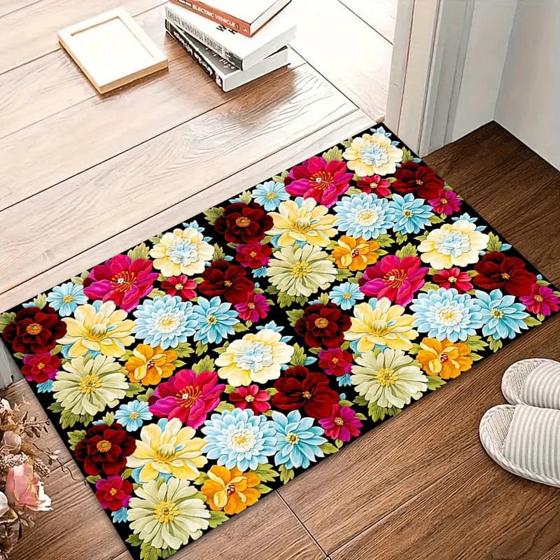 Tappeto con stampa 3D a tema floreale pastorale, decorazione per la casa, tappetini per l'ingresso, tappeti per il soggiorno, tappeti per la camera da letto, tappeto per bambini, tappetino da bagno
