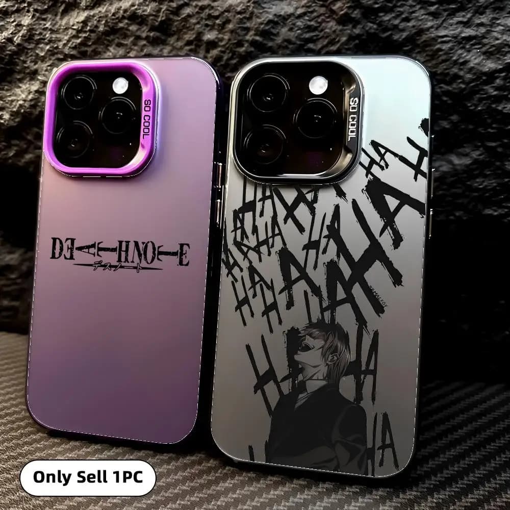 Phone case with Light Death Note logo for iPhone 17 16 15 14 13 12 11 Pro Max Air, colored, matt, laser, Aurora, shockproof