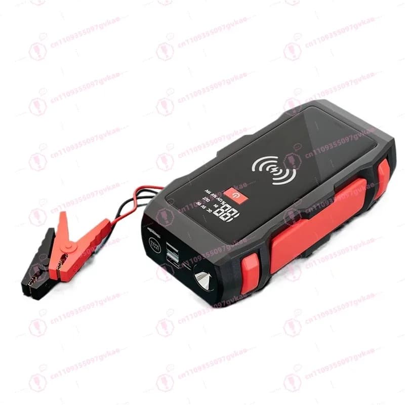 Avviatore di Emergenza per Auto 4000A con Ricarica Wireless 15W, Doppie Porte USB e Luce LED di Emergenza per Veicoli 12V