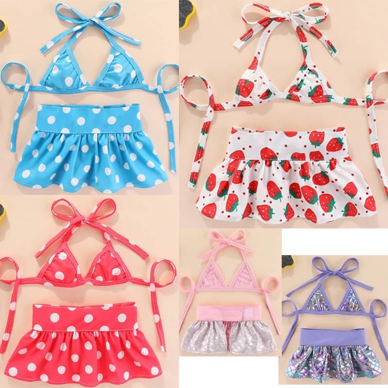 Summer Mermaid Dog Dress Set Cute Bikini Swimsuit Skirt Fashion Outfit for Small Dogs Yorkshire Terrier Puppy