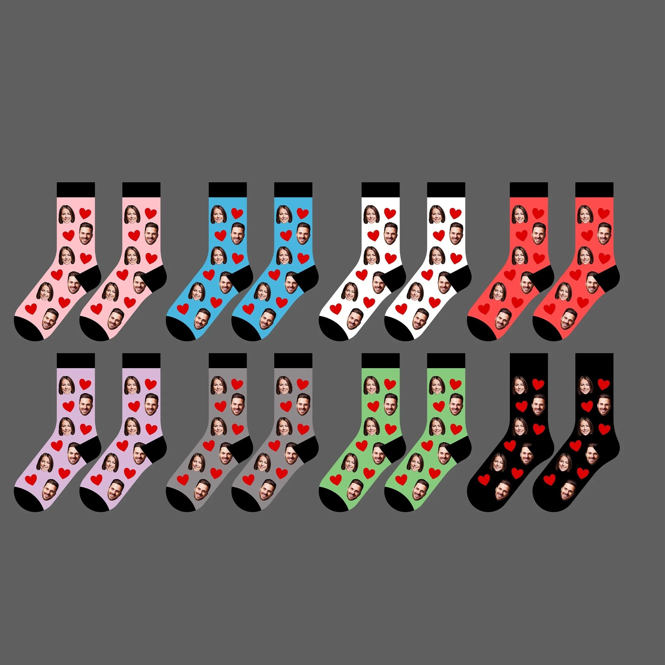 1 pair (single and double pack) of custom socks with torque photos, socks with customizable head, printed with your image