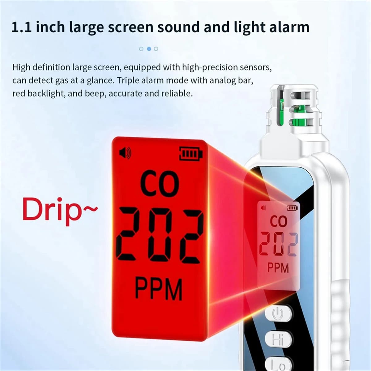 Nuovi rilevatori portatili di monossido di carbonio da viaggio, rilevatore di CO portatile con display LCD con 2 batterie AAA alimentate, (nero)