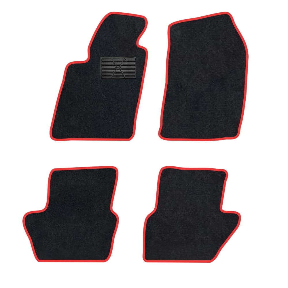 Car mat for Ford Ecosport 2018–2023 B515 BK Anti-slip polyester suede Black support Red Ribbon Trim Edge