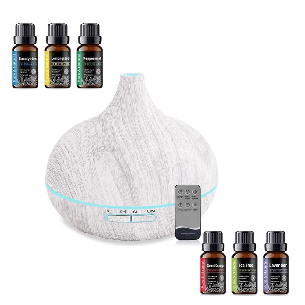 Diffusore di aromi per la casa di lusso da 550 ml con telecomando e 6 oli essenziali – Perfetto per inaugurare la casa o come regalo di compleanno