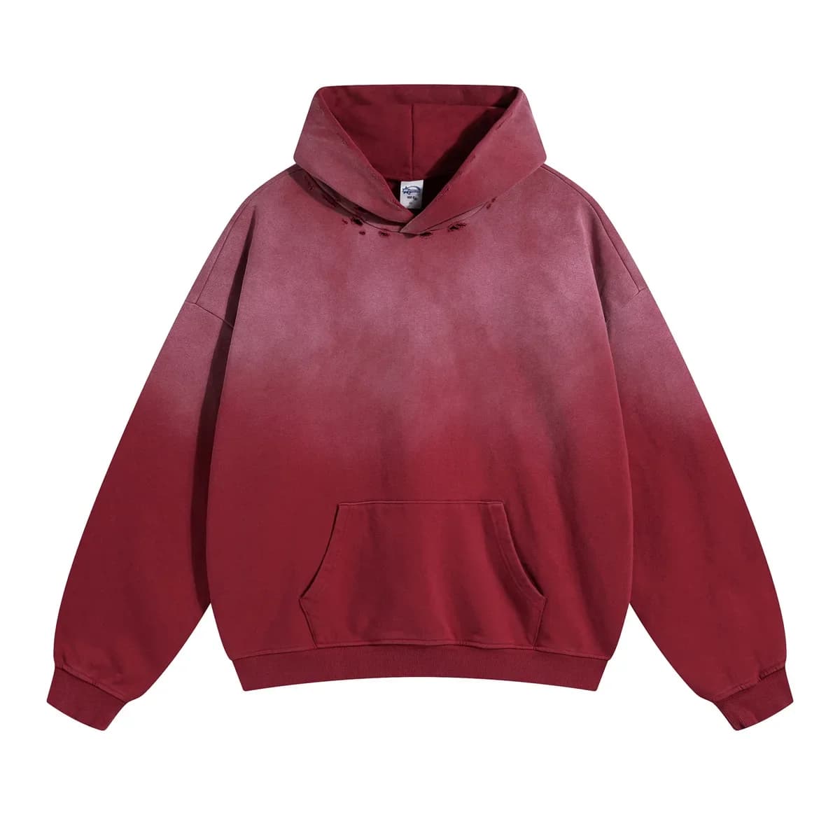 Autunno e inverno Hip Hop Spray Tintura Gradiente Distressed Pullover con cappuccio Felpe Vintage Lavato Foro Felpe con cappuccio da uomo Y2k