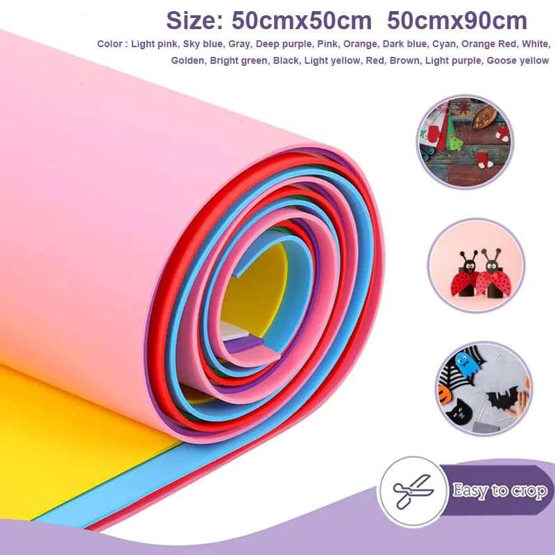 1 pz Foglie di Schiuma Eva Colorate Cosplay Schiuma EVA 1mm di Spessore 50 cm x 50 cm / 50 cm x 90 cm Carte di Schiuma EVA per Arti e mestieri Progetto FAI DA TE