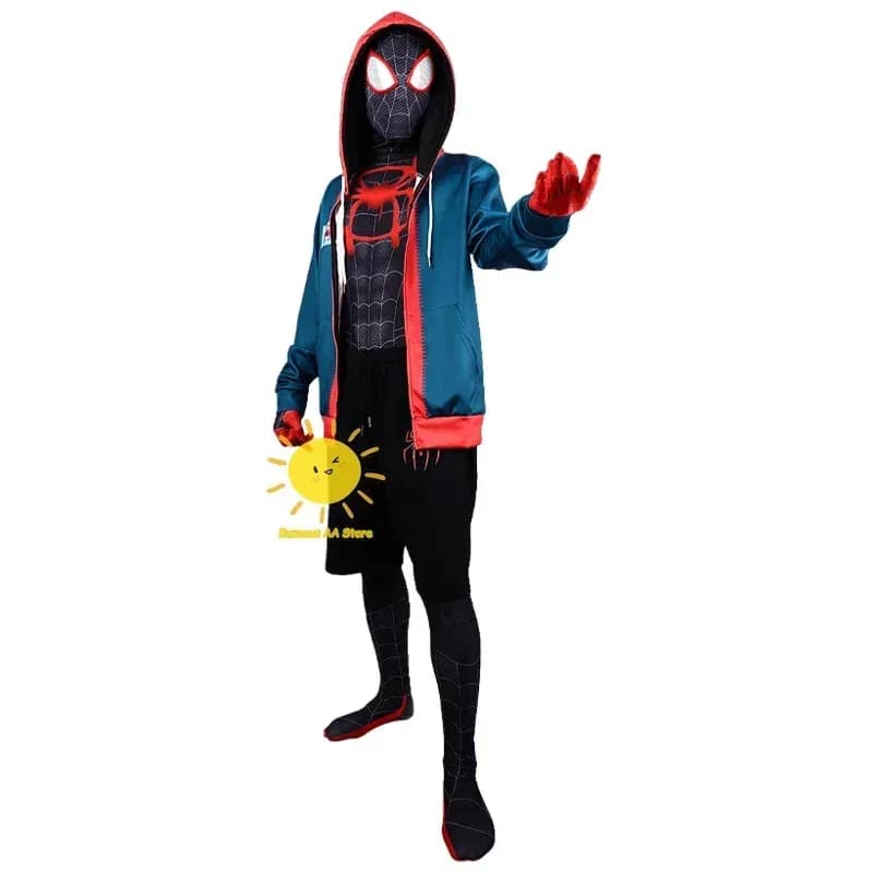 ♥ Nuovo 2025 AD1 BEAST KINGDOM Miles Morales Costume Cosplay Giacca Halloween Tuta Maschera Abiti da Festa Spider ★ Casa dell'Orso