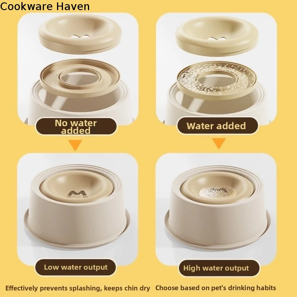 Food-Grade Large Capacity Slow Feeder Bowl Easy Clean Non-Slip Pet Water Bowl Floating Bowl Anti-Messy Pet Feeding Dish Cat Use