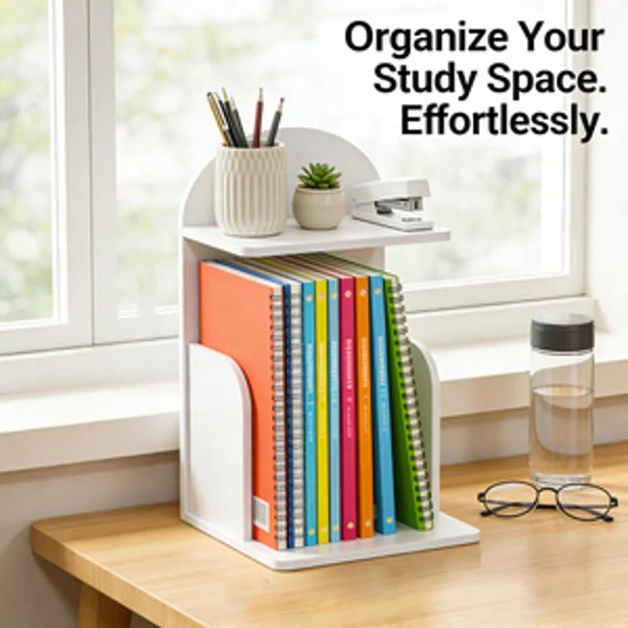 Organizzatore da Scrivania Bianco con Ripiano Superiore, Porta Documenti e Libri per Casa e Ufficio