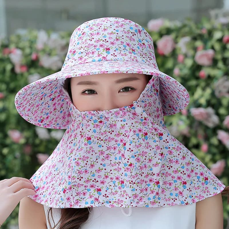 Women's Summer Outdoor Work Hat Large Brim Sun Protection UV Protection Face Covering Cool Hat Wide Brim Sunshade Cap