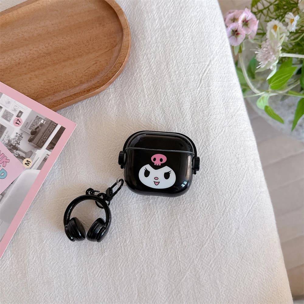 Custodia per auricolari per Airpods 4 Pro 3 2 1, simpatica custodia protettiva Sanrio Kuromi My Melody per cuffie Bluetooth wireless con ciondolo