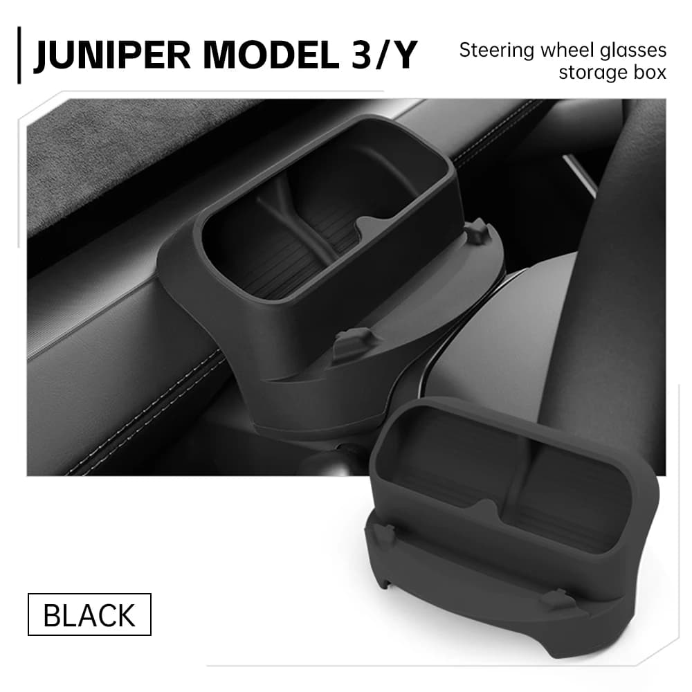 Per Tesla Model Y Juniper 2025 2026: Vassoio portaoggetti per cruscotto, portaocchiali per volante, accessori auto