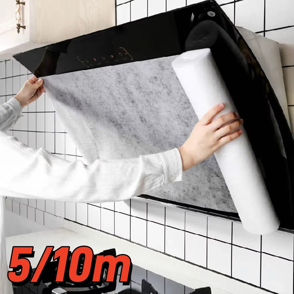 12pcs Disposable Hood Oil Filter Paper 10m Non-woven Oil-Absorbing Mesh Covers Kitchen Cooker Hood Extractor Fan Anti Oil Cotton
