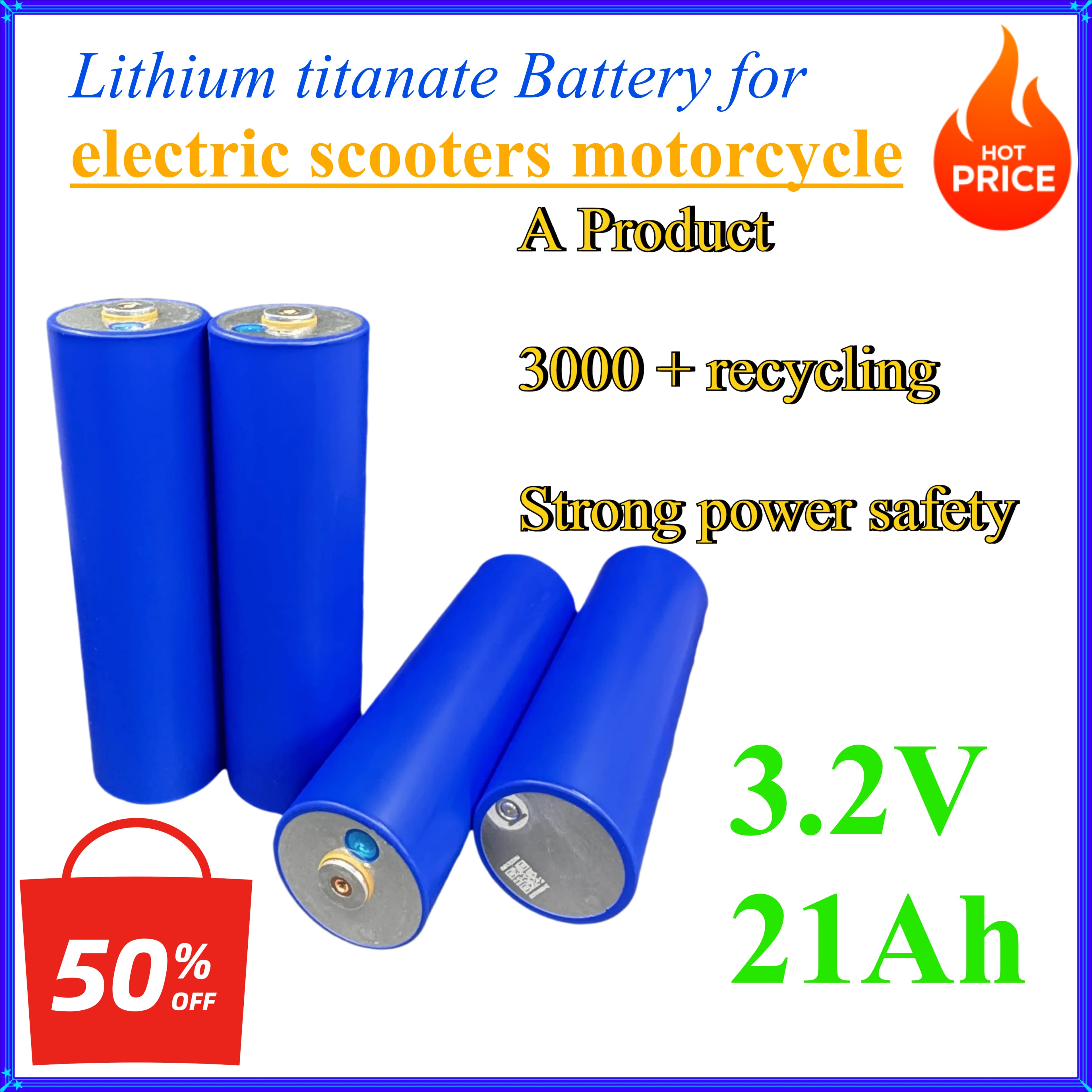 3.2V 21Ah rechargeable Lithium titanate Battery 40139-21A for electric scooters motorcycle