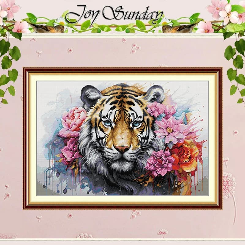 Modelli di animali tigre contati Set punto croce fai da te 11CT 14CT 16CT timbrato DMC Kit punto croce ricamo ricamo decorazioni per la casa