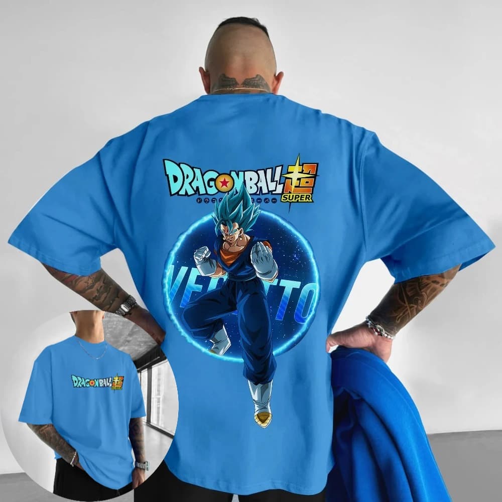 T-shirt da uomo Dragon Ball Vegito Summer Japan Anime Print Tee Primavera e autunno Ragazzo Versatile abbigliamento genitore-figlio a maniche corte