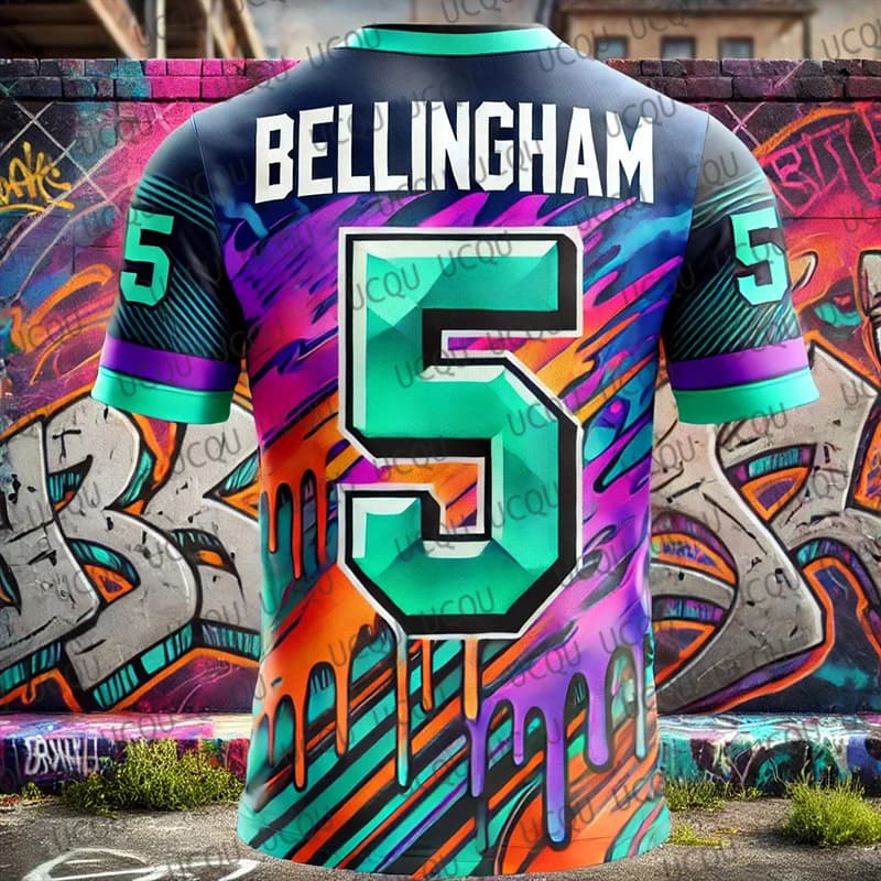 2025New Special Edition Graffiti Bellingham No.5 Soccer Jersey Uniforms Fashion Training Uniforms Breathable Oversize Men's Sports T-shirt