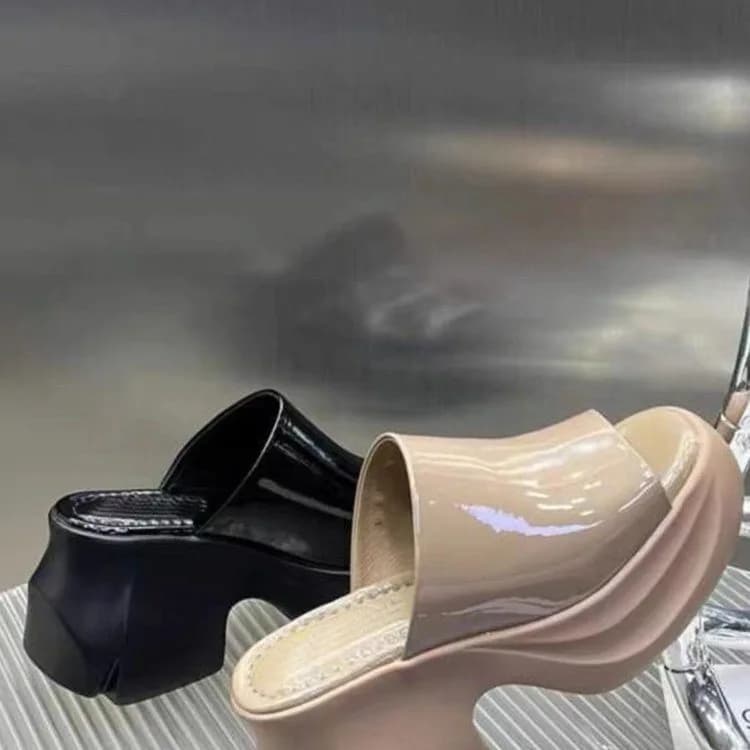 Sandali Estivi da Donna con Plateau, Scarpe Eleganti a Punta Aperta in Pelle Verniciata di Lusso con Tacco Alto