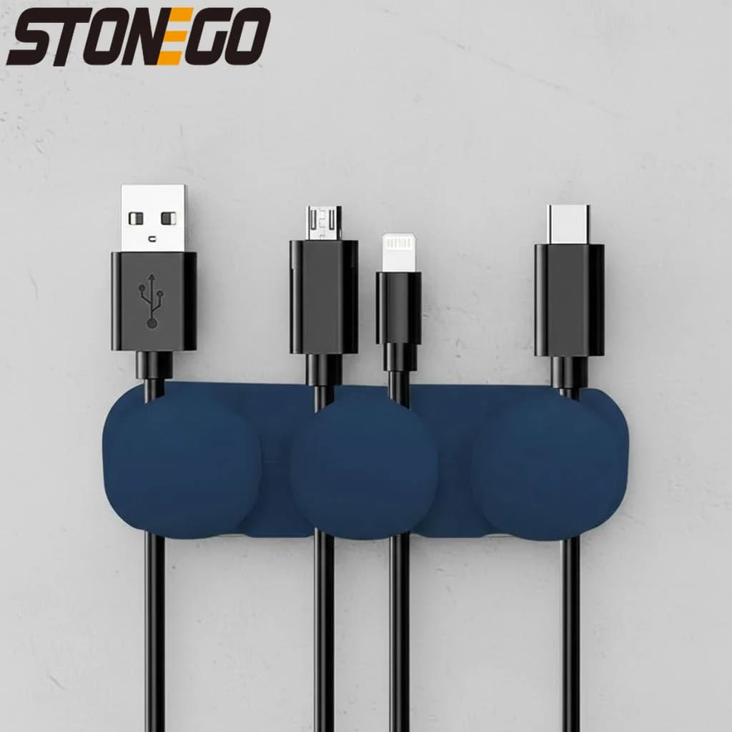 Organizzatore Cavi USB in Silicone Multicanale Autoadesivo Soluzione per Gestione Fili Casa e Ufficio