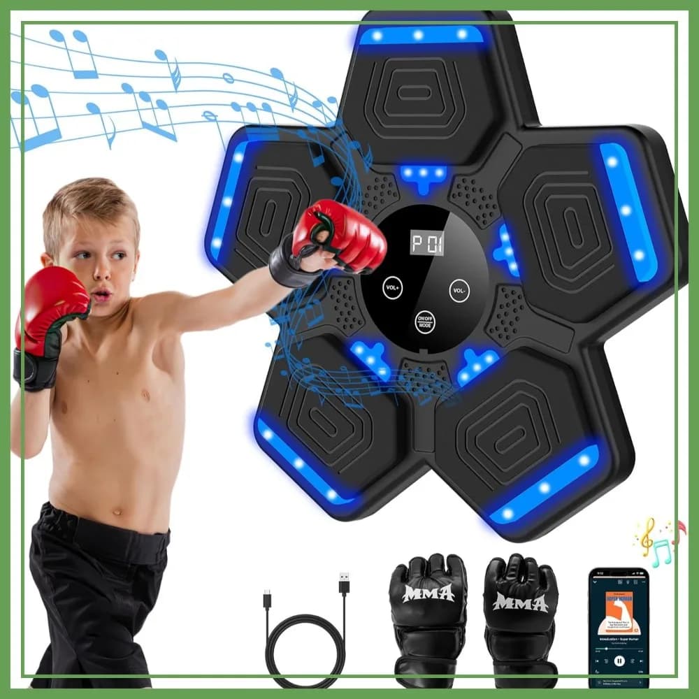 Macchina Musicale da Boxe per Adulti e Bambini - Pad da Pugilato Intelligente da Parete con Guanti per Allenamento Domestico