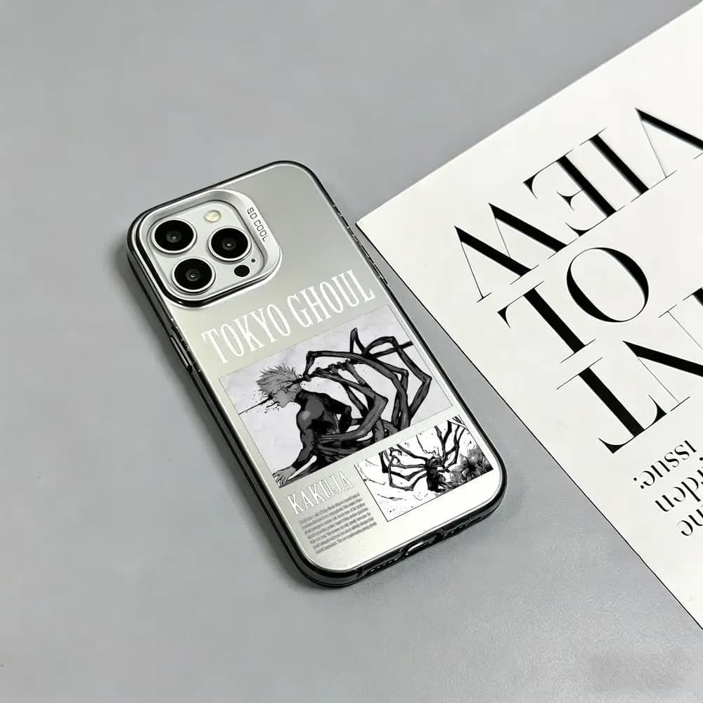 Hot Anime luxurious Ghost T-Tokyoes Ghoul Phone Case IMD Colorful Silver case for iPhone 17 16 15 14 13 12 Pro Max