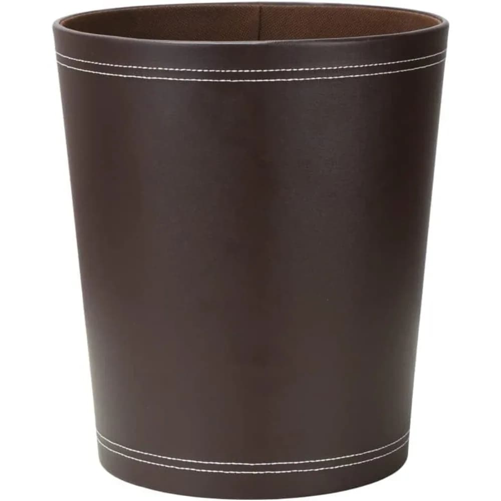 Bidone della spazzatura classico in pelle PU, cestino della spazzatura rotondo, per bagno, cucina, casa, ufficio, hotel, marrone