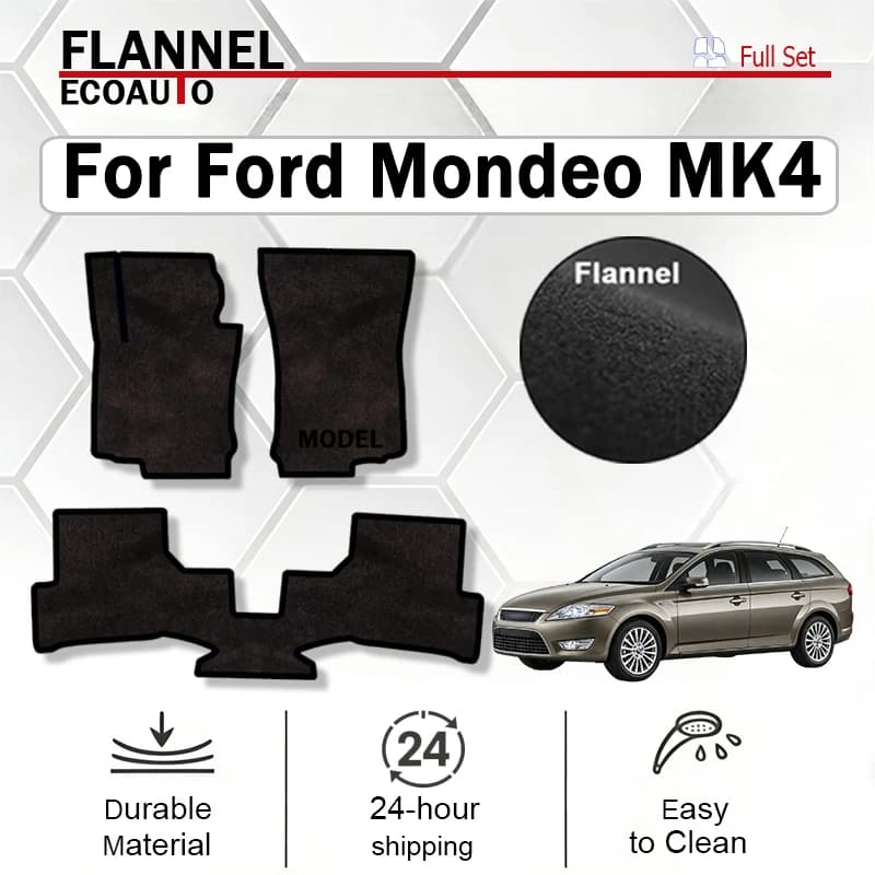 ECOAUTO Velour front rugs for Ford Mondeo MK4 liftback sedan station wagon (2007-2012) -Black