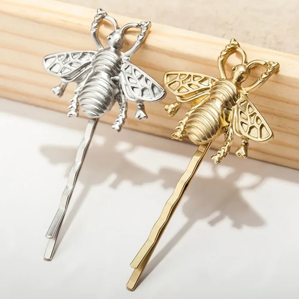 Golden Silver Plated Metalli Bee Hair Clips and Pins Insect Barrettes for Women Fashion Hair Jewelry
