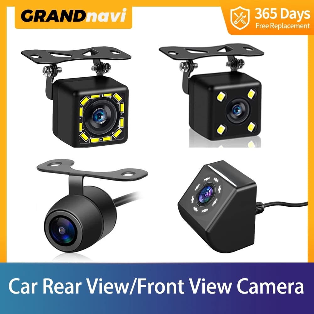 Grandnavi Telecamera anteriore/posteriore per auto 4LED 12LED Visione notturna Retromarcia Monitor di parcheggio automatico CCD Impermeabile Video HD da 170 gradi