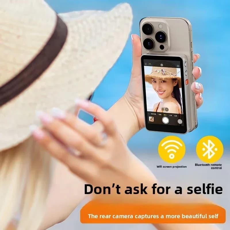 Selfie Display Screen,mobile Phone Rear Split Screen Device,mobile Phone Selfie Magnetic Projector with Bluetooth Remote Control