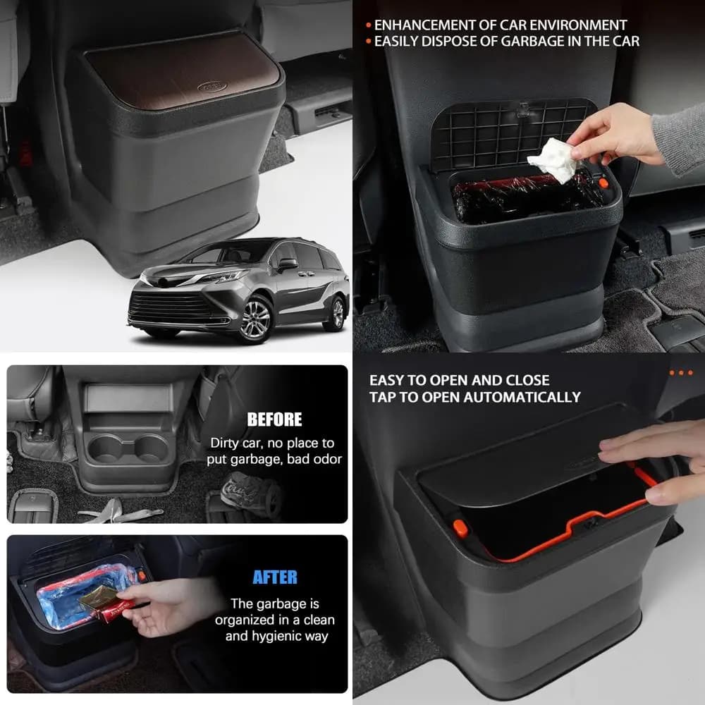 Bidone della spazzatura per auto impermeabile per modelli Sienna 2021-2020: bidone della spazzatura compatibile con portabicchieri con design a fila