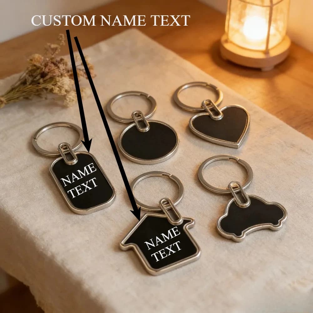 Custom Metal Keyring with Logo, Engraving Custom, Stainless Steel Keyring Ring with Laser Marking, Promotional Gift with Black Mirror Finish