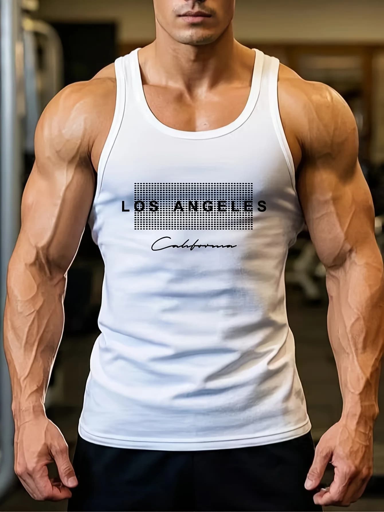Una t-shirt da uomo con motivo Los Angeles California - maglietta senza maniche morbida e confortevole, adatta per il fitness