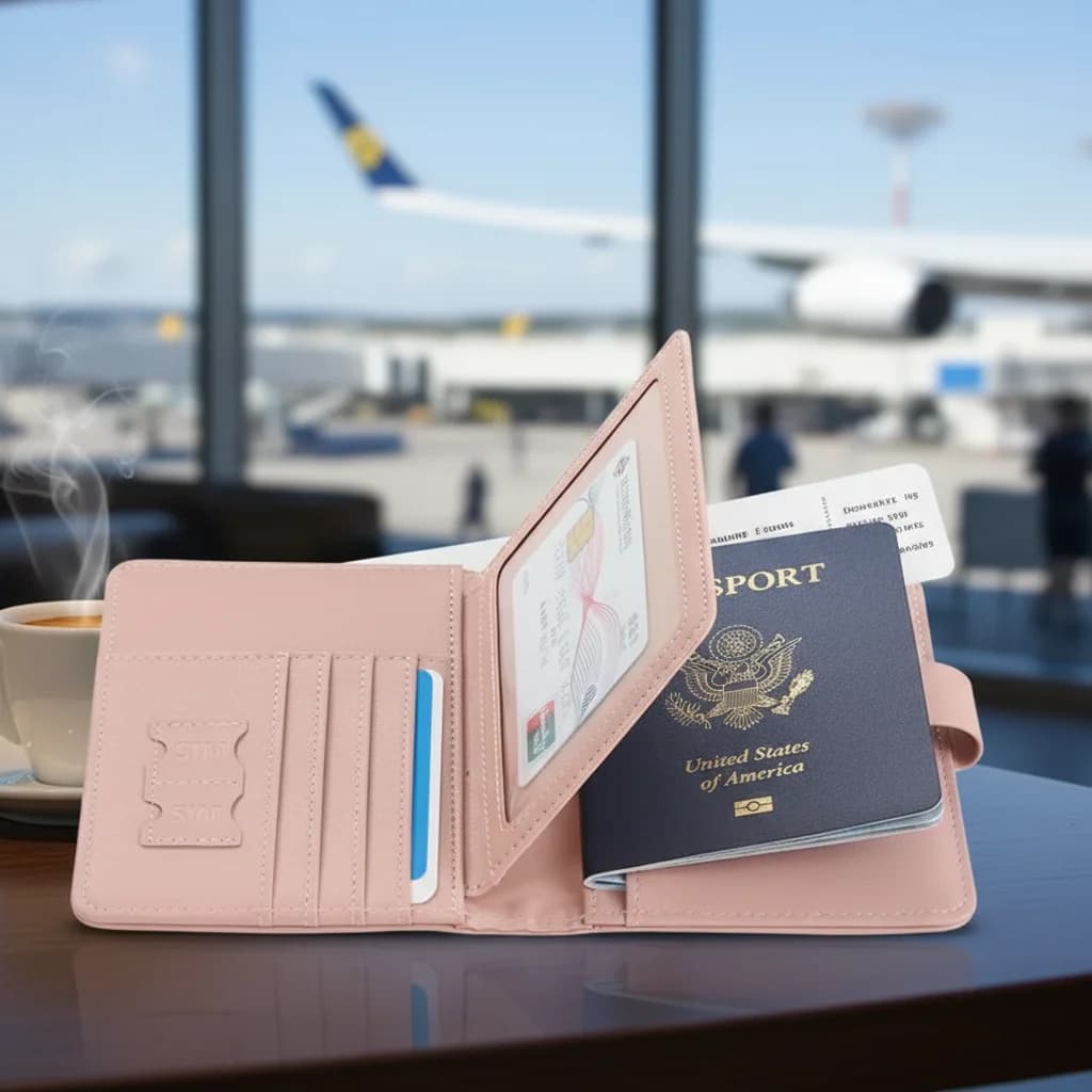 Porta passaporto multifunzionale Protezione per carte multistrato Organizzatore da viaggio portatile per documenti di biglietti d'aereo