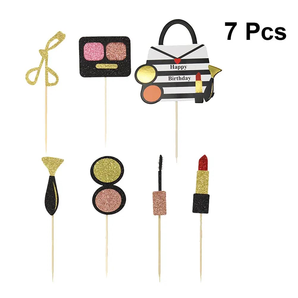 Set of 7 Creative Cake Decorations, Design Inspired by Bags, Funny Motives by Rossetti and Umbrellas, Ideal for Cupcake and Dessert