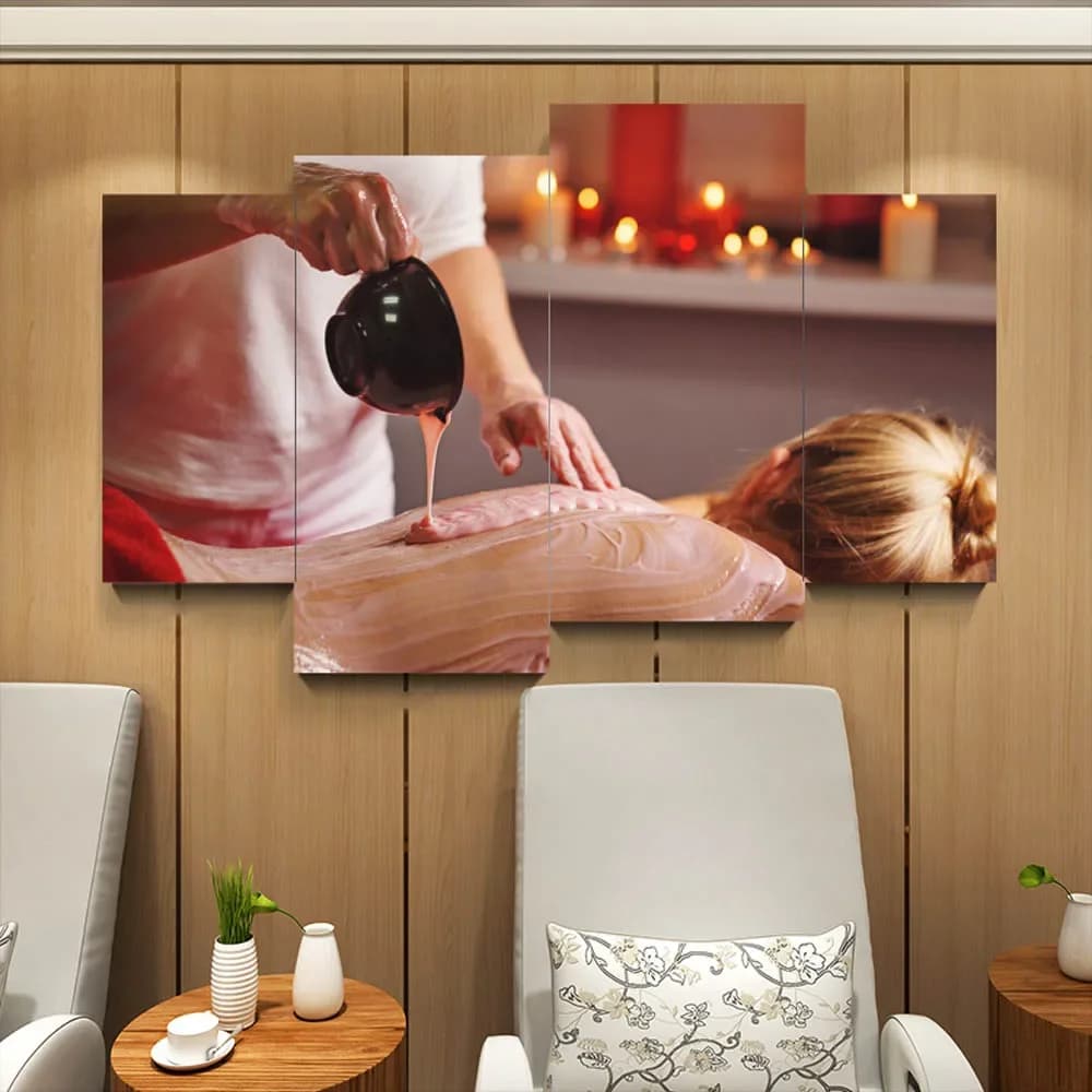 Frameless 4 pcs cup glass health massage body spa beauty salon art wall poster on canvas pictures HD home decorations
