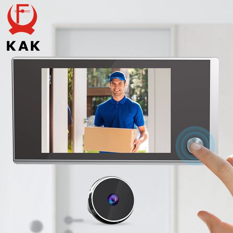 Telecamera spioncino per porta KAK schermo LCD HD da 3.5 pollici telecamera per spioncino digitale videocitofono campanello Hardware per porta a 120 gradi
