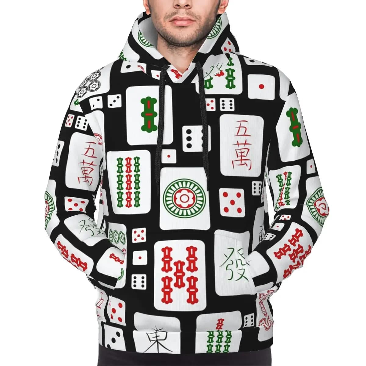 Mahjong Tiles Game Dice Hoodies Harajuku Pullover Autumn Winter Men's Women's Sweatshirt Long Sleeve Tops
