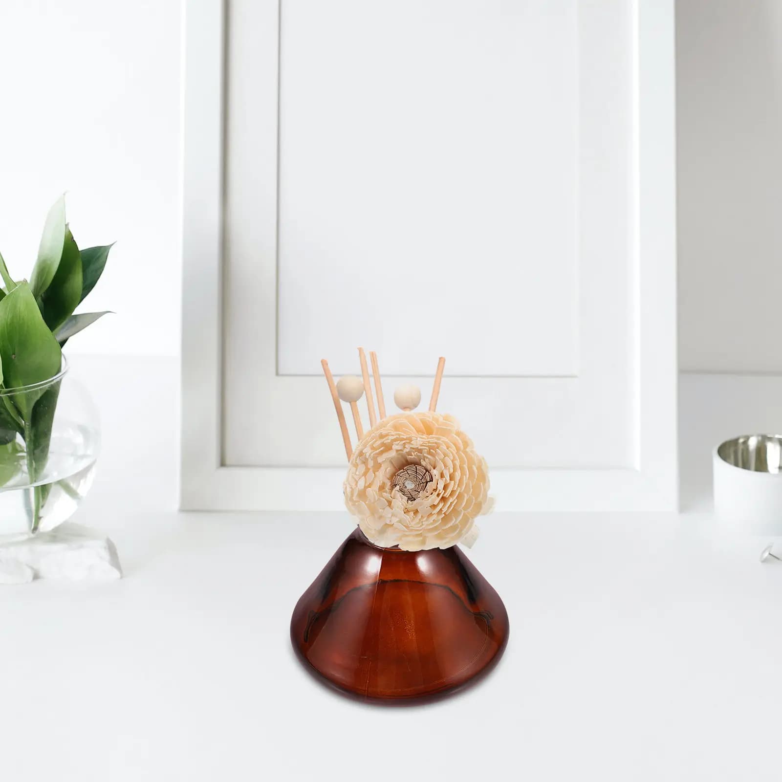 Glass Aromatherapy Bottle Wide Mouth Transparent Diffuser Bottle Reed Diffuser Jar Home Office Fragrance Decor