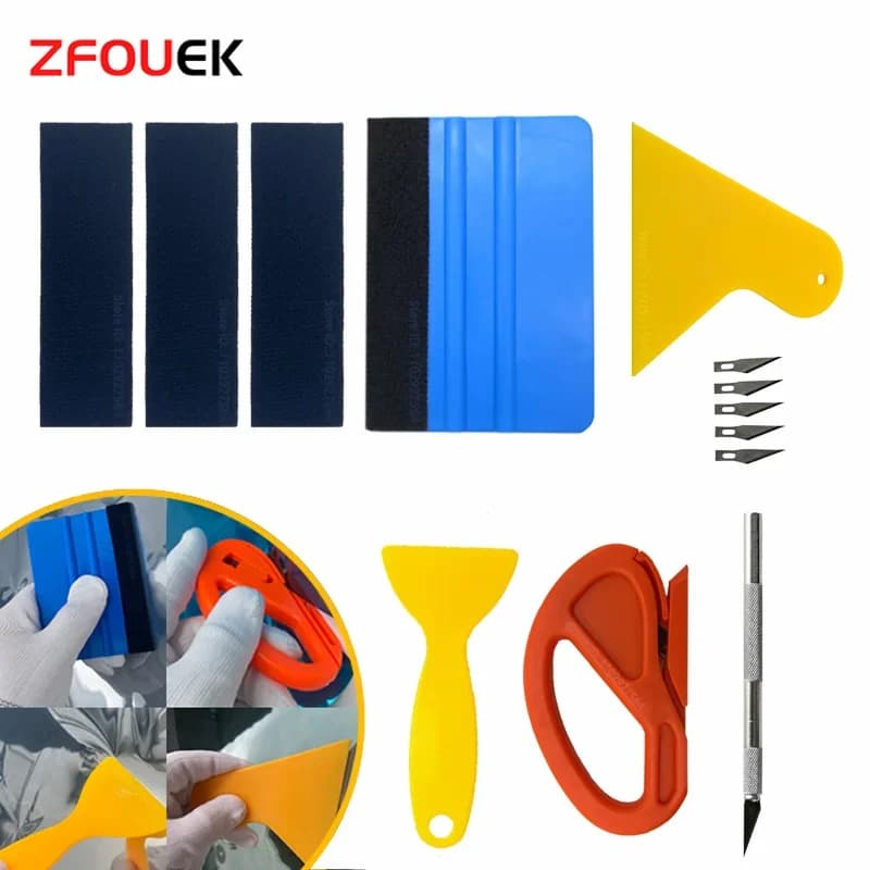 New Car Film Wrap Tool Zfouek Kit Squeegee Set Vinyl Scraper Cutter for Vehicle Window Tint Car Accessories Wrapping Tools
