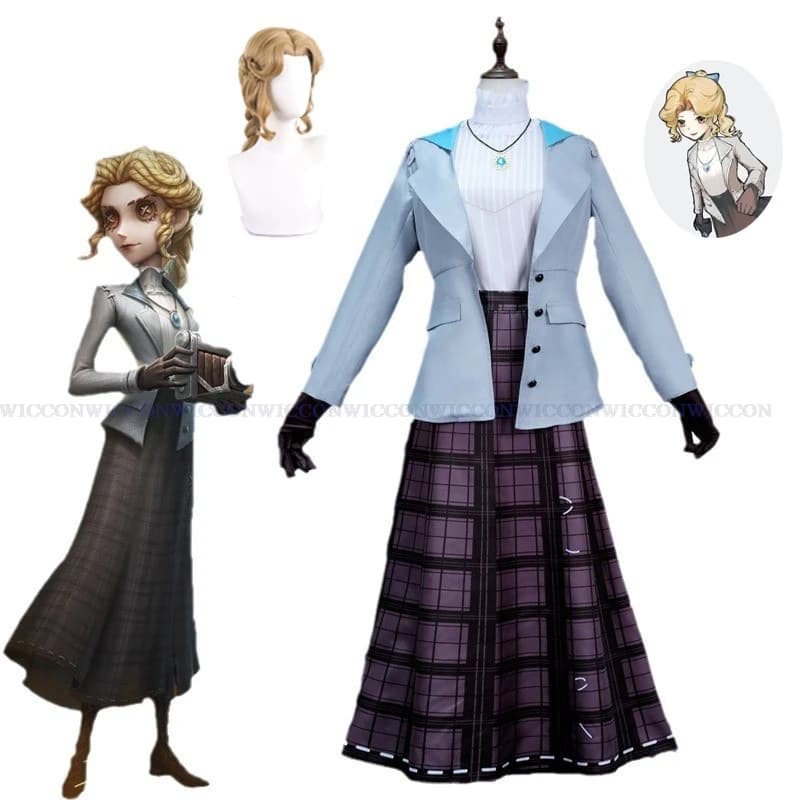 Game Identity V Cosplay Costume Cos Alice Dross Halloween Party Cosplay Cosplay Reporter Wig Set Women Suit Alice Dross Costume