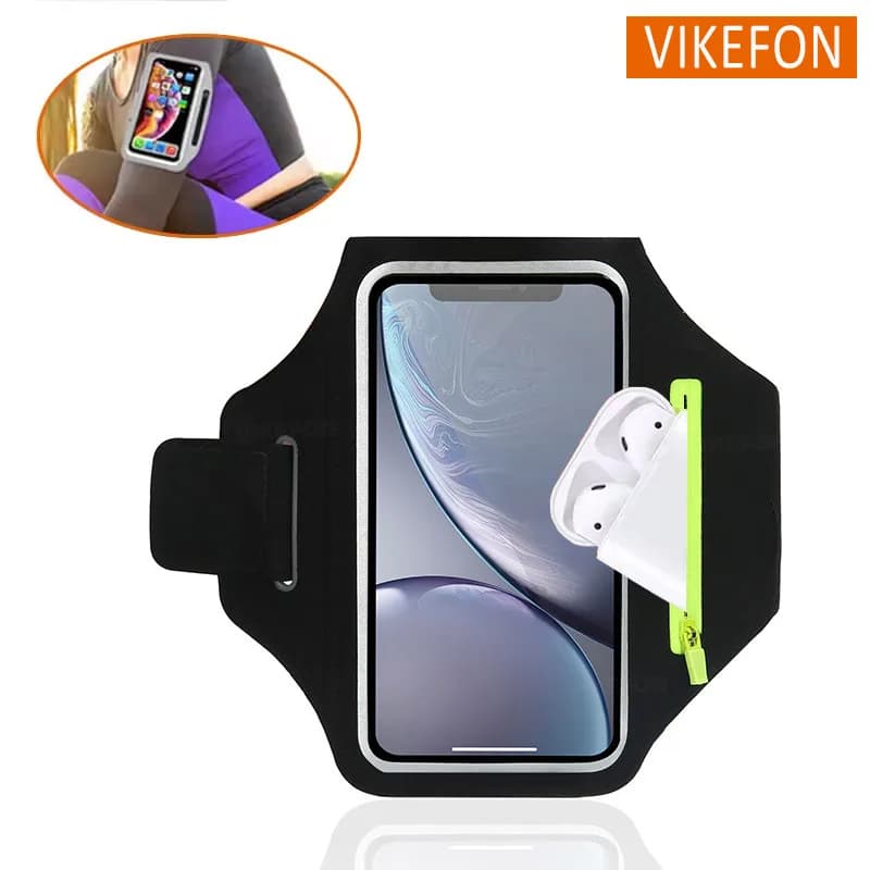 Borsa da braccio fitness Testa con cerniera Borsa per auricolari per telefono cellulare per iPhone 16 15 14 13 Samsung Xiaomi AirPods Accessori da corsa