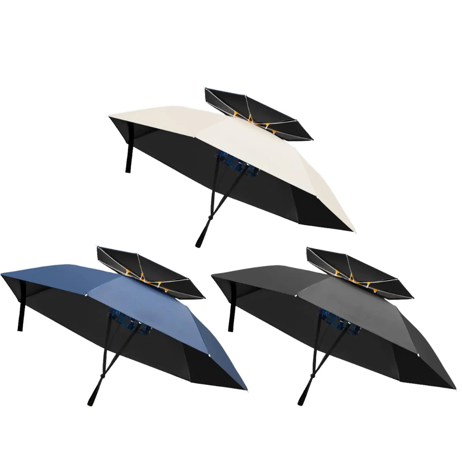 Foldable Head Mount Umbrella Hat Waterproof UV Protection Sun Rain Cap Fishing Head Wearing Sunshade Rain Gear Fishing Headwear