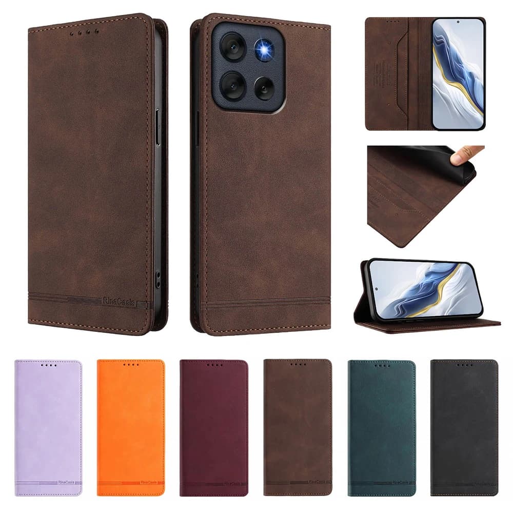 Custodia Magnetica a Libro in Pelle con Protezione RFID Antifurto e Porta Carte per Moto Edge 60 Pro 50 Fusion 40 Neo 30 Ultra G Stylus 5G Play