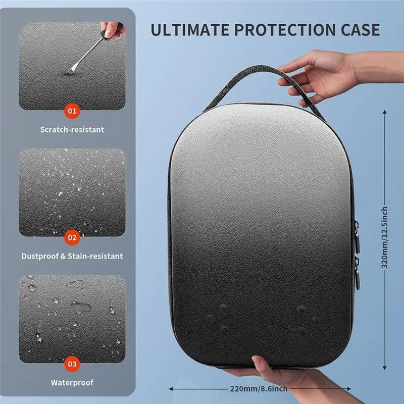 DT51 Shockproof Carrying Case for S Anti-Drop Travel Bag with Mesh Pocket Protective VR Glasses Storage C Black White