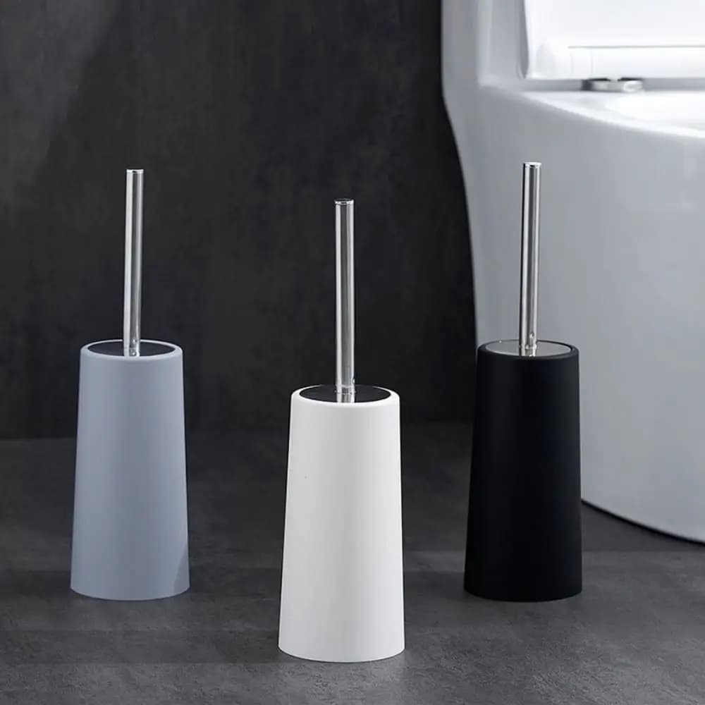 Stainless Steel Toilet Bowl Brush and Holder Deep Cleaning Long Handle Toilet Brush Set Dense Bristles Removable