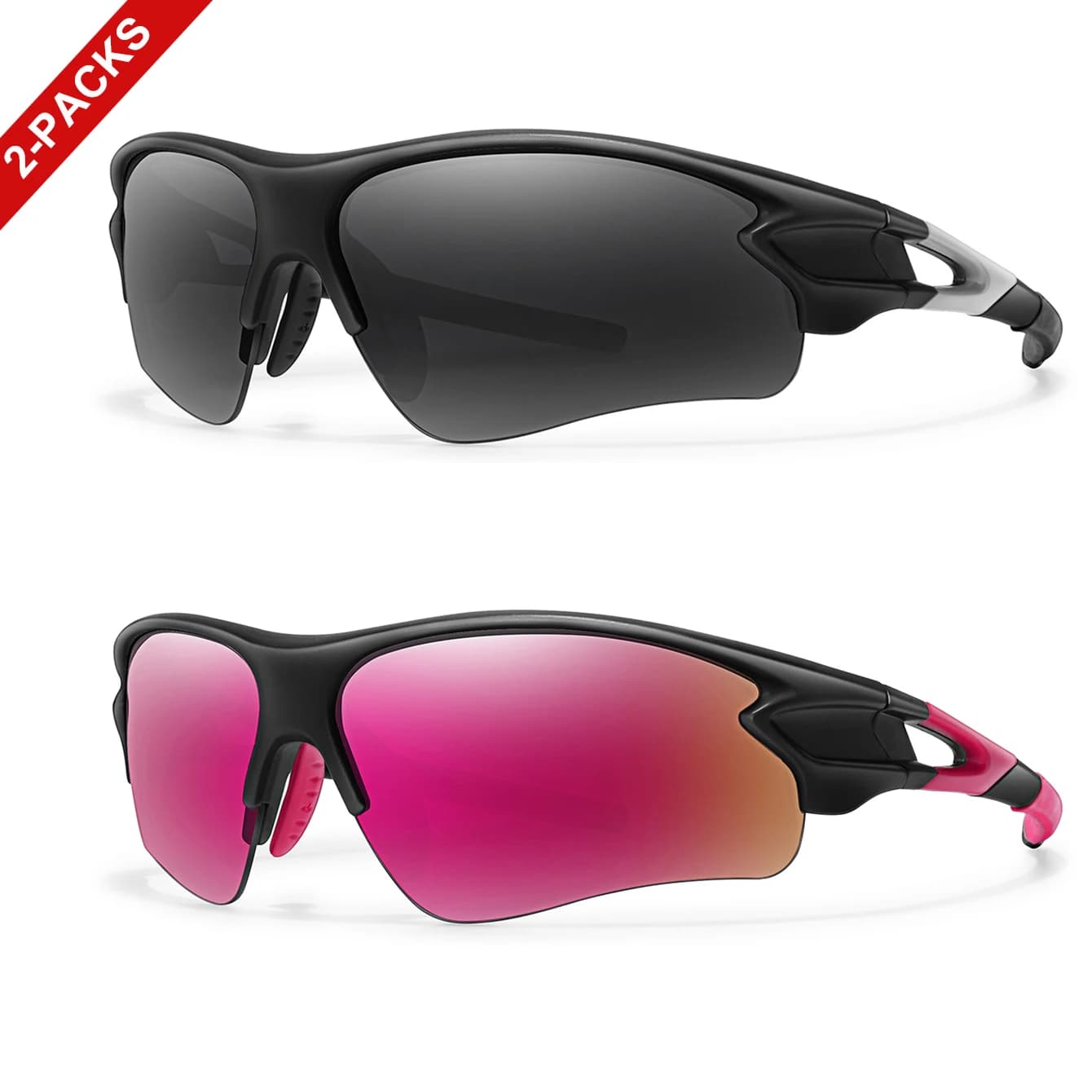 2 confezioni di occhiali da sole sportivi UV400 per uomo donna pesca ciclismo corsa guida occhiali alla moda comodo ponte nasale